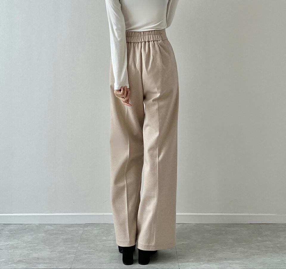 裏起毛ツーボタンイージースラックス・p000400 レディース 【pt】パンツ ズボン スラックス ロング 単色 無地 シンプル 大人 きれいめ 裏起毛 オフィス カジュアル 冬 韓国ファッション MKT