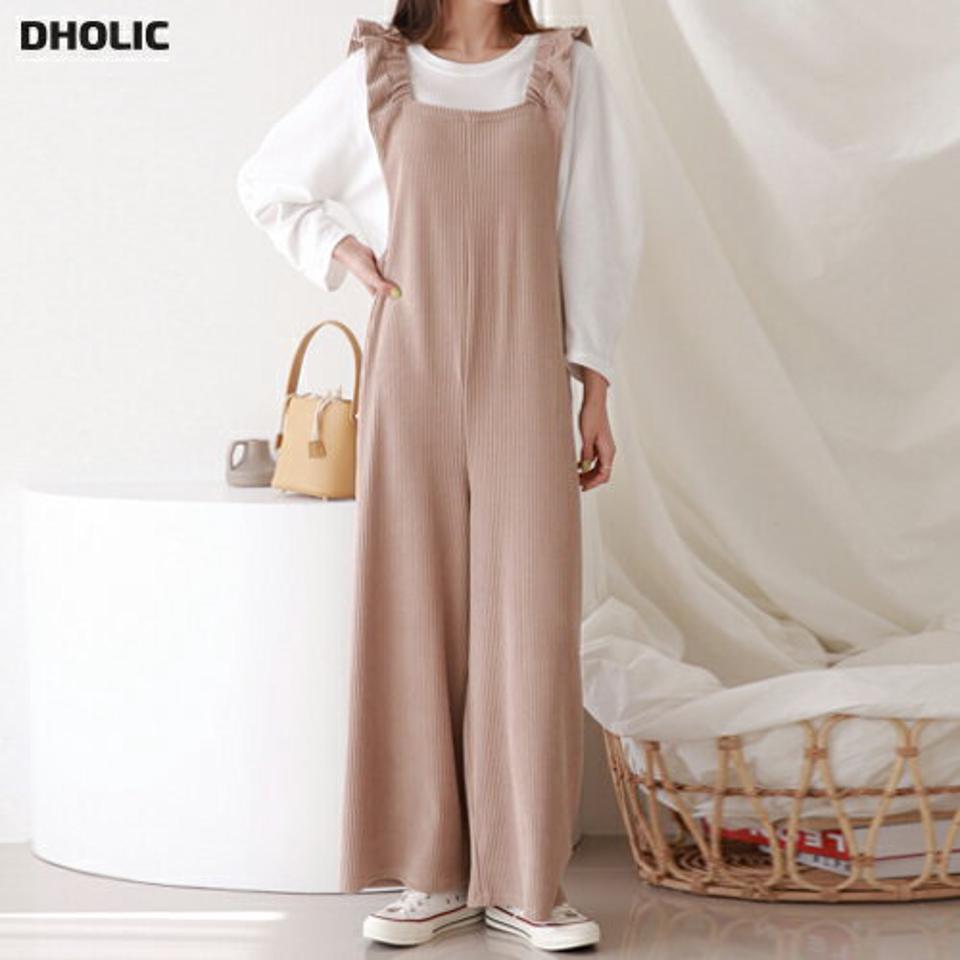 【マケット特価】コーデュロイギャザーオールインワン・p000345 レディース 【pt】パンツ ズボン ロング オールインワン コーデュロイ レイヤード フリル リブ かわいい 可愛い 大人 ガーリー シンプル 単色 秋 冬 韓国ファッション MKT セール