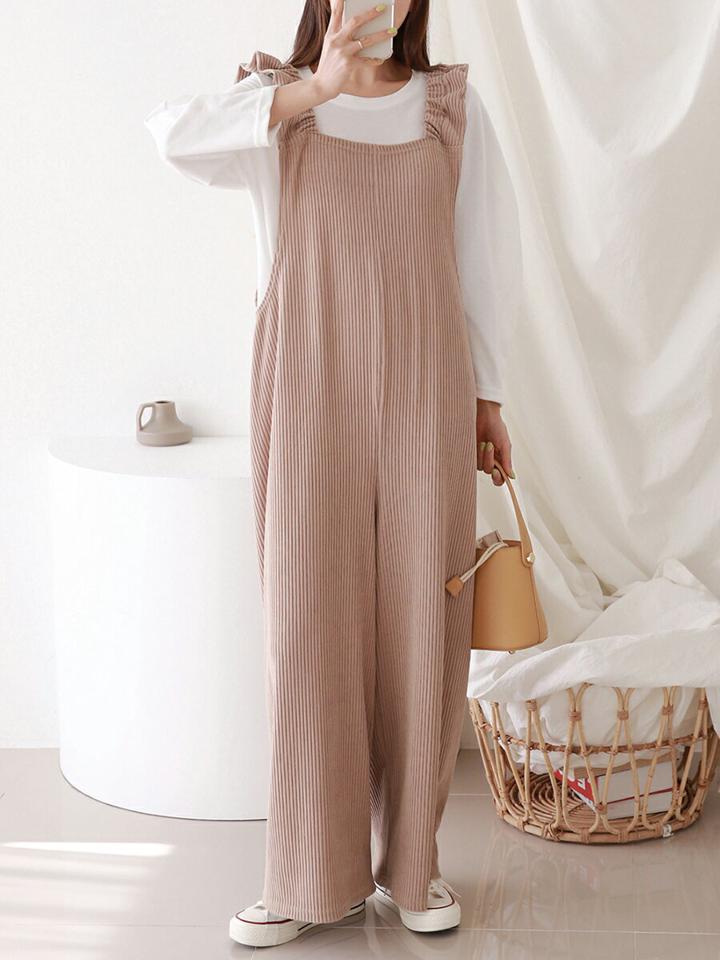 【マケット特価】コーデュロイギャザーオールインワン・p000345 レディース 【pt】パンツ ズボン ロング オールインワン コーデュロイ レイヤード フリル リブ かわいい 可愛い 大人 ガーリー シンプル 単色 秋 冬 韓国ファッション MKT セール