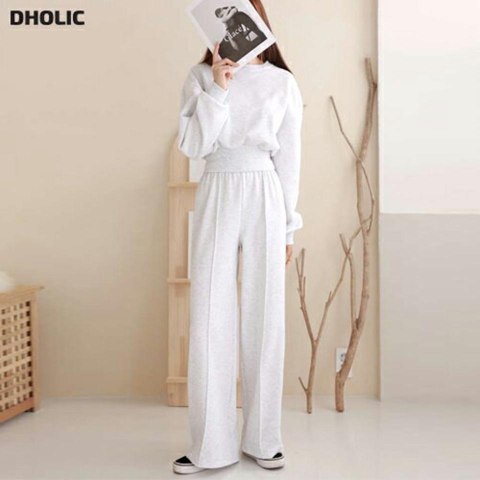 裏起毛ストレッチスウェット&パンツSET・p000315 レディース 【pt】セットアップ setup トップス スウェット トレーナー 長袖 ラウンドネック クロップド丈 ショート丈 裏起毛 パンツ ズボン ロング 単色 無地 シンプル 冬 韓国ファッション MKT