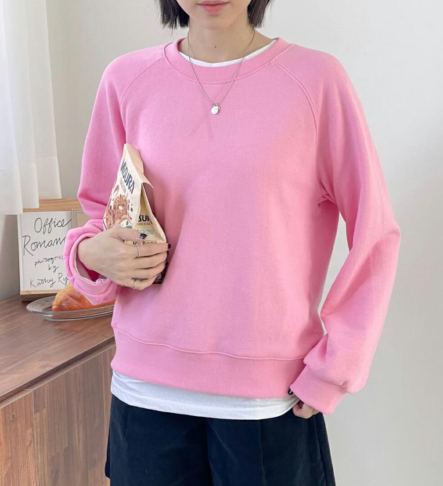 ラウンドネックワイドスウェット・p000649 レディース 【tops】トップス スウェット トレーナー 長袖 ラウンドネック 単色 無地 シンプル ラフ カジュアル 楽ちん ワンマイルウェア 秋 冬 韓国ファッション MKT