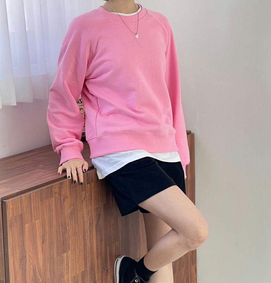 ラウンドネックワイドスウェット・p000649 レディース 【tops】トップス スウェット トレーナー 長袖 ラウンドネック 単色 無地 シンプル ラフ カジュアル 楽ちん ワンマイルウェア 秋 冬 韓国ファッション MKT
