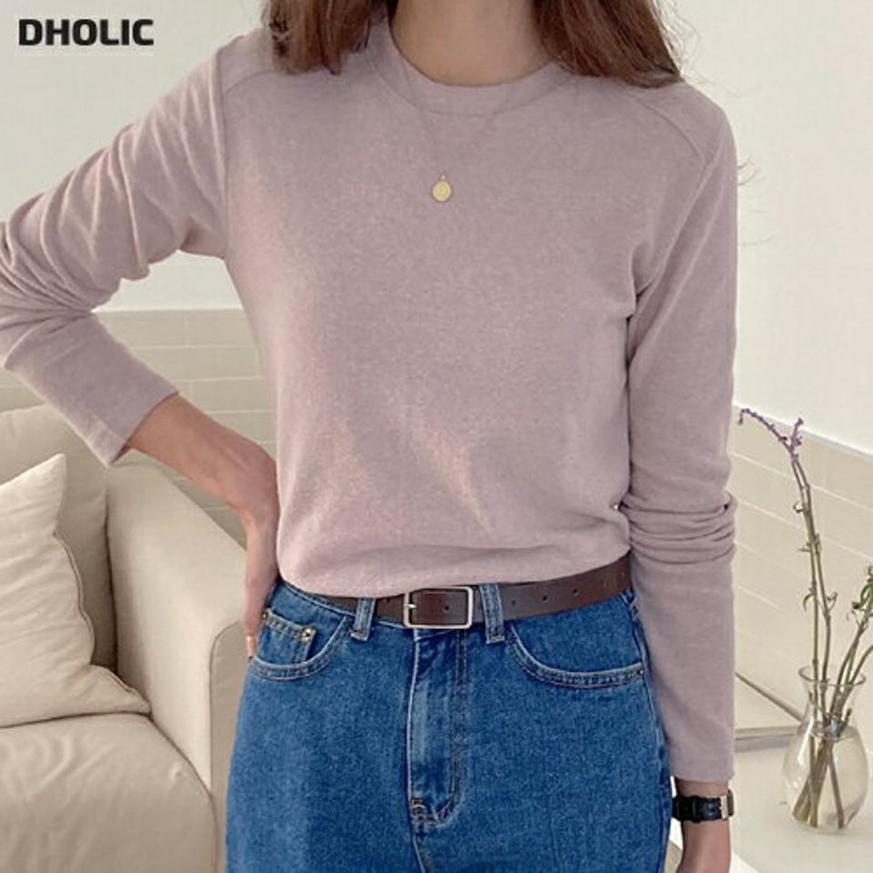 【マケット特価】アンゴラ混起毛長袖Tシャツ・p000665 レディース 【tops】トップス Tシャツ 長袖 ロンT 単色 無地 シンプル ベーシック 大人 カジュアル ラウンドネック 起毛 アンゴラ ラフ 秋 冬 韓国ファッション MKT セール