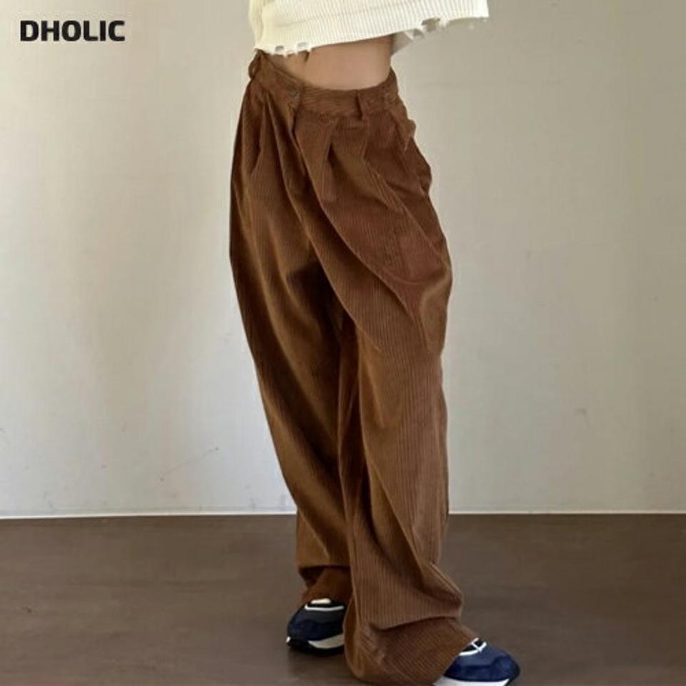 【マケット特価】コーデュロイワイドタックパンツ・p000580 レディース 【pt】パンツ ズボン ロング ワイド タック コーデュロイ 単色 無地 シンプル カジュアル ラフ フルレングス 大人 茶色 ブラウン 秋 冬 韓国ファッション MKT セール