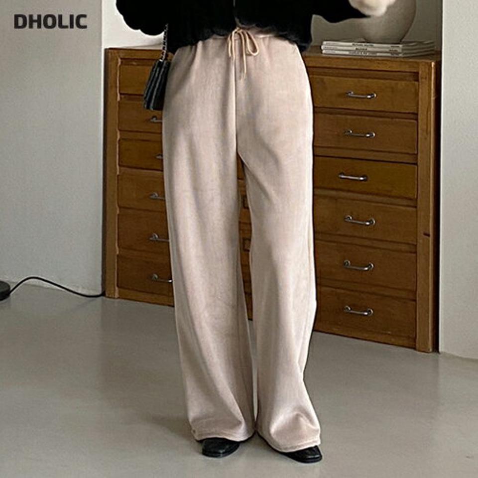 エコファー裏地ストリングパンツ・t00218 レディース 【pt】パンツ ズボン ロング ストリング ウエストゴム 楽ちん ラフ 単色 無地 シンプル カジュアル ベーシック 暖かい ハイウエスト フルレングス ストレート 冬 韓国ファッション