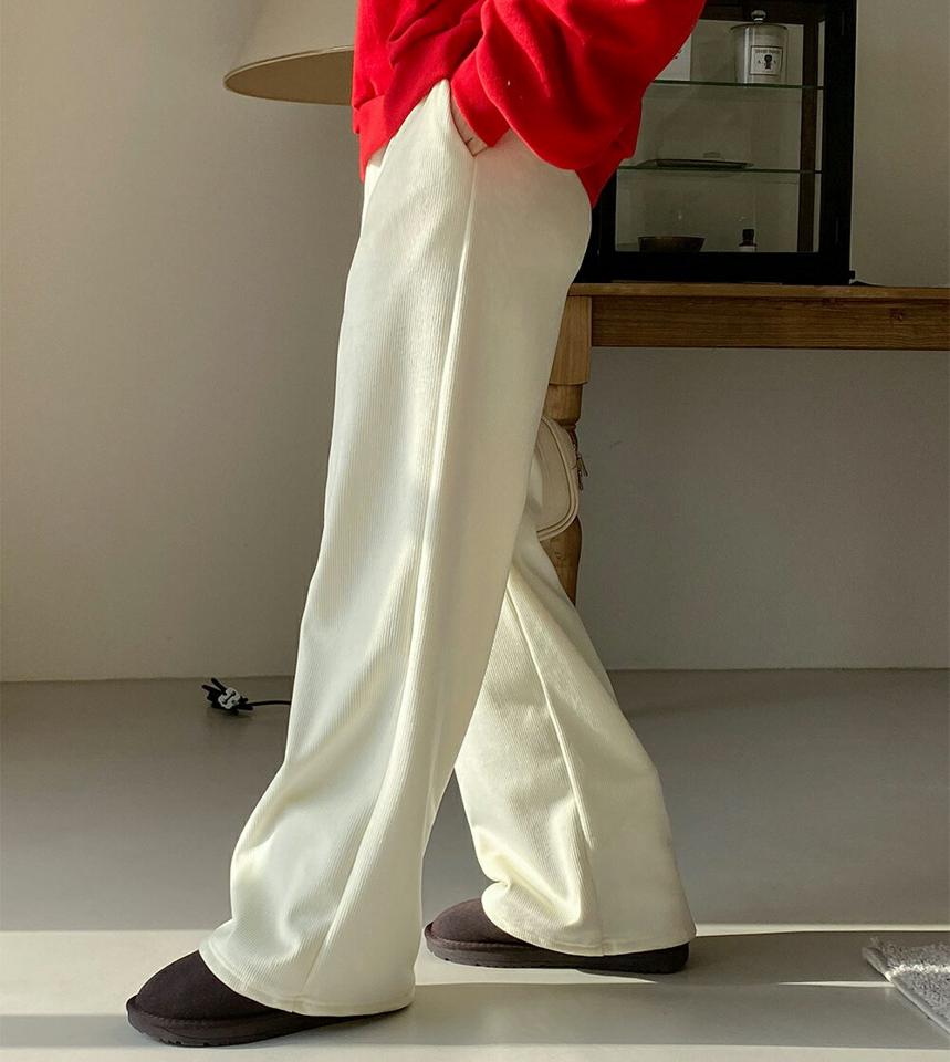 エコファー裏地ストリングパンツ・t00218 レディース 【pt】パンツ ズボン ロング ストリング ウエストゴム 楽ちん ラフ 単色 無地 シンプル カジュアル ベーシック 暖かい ハイウエスト フルレングス ストレート 冬 韓国ファッション