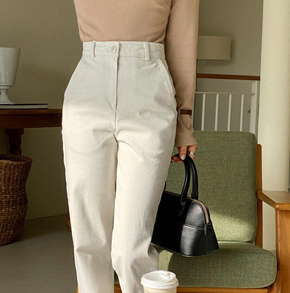 両起毛ストレートパンツ・t00198 レディース 【pt】パンツ ズボン ロング ストレート 裏起毛 単色 無地 シンプル ベーシック 大人 カジュアル きれいめ ハイウエスト ベルトループ 秋 冬 韓国ファッション