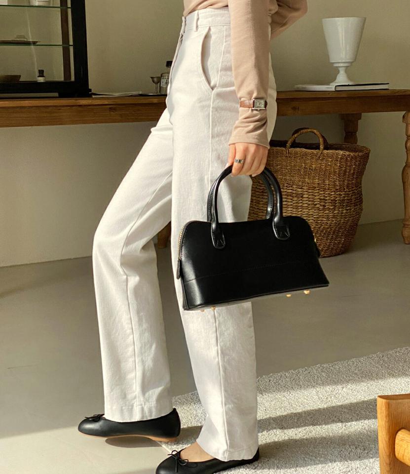 両起毛ストレートパンツ・t00198 レディース 【pt】パンツ ズボン ロング ストレート 裏起毛 単色 無地 シンプル ベーシック 大人 カジュアル きれいめ ハイウエスト ベルトループ 秋 冬 韓国ファッション