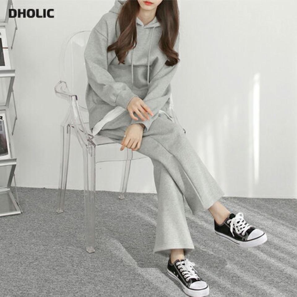 裏起毛レイヤード調パーカー&スウェットパンツ・p000466 レディース 【pt】セットアップ setup トップス パーカー スウェット レイヤード風 裏起毛 長袖 パンツ ズボン ロング丈 単色 無地 シンプル カジュアル ラフ 冬 韓国ファッション MKT