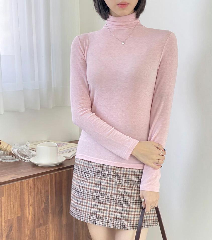 【マケット特価】長袖ハイネックTシャツ・p000458 レディース 【tops】トップス Tシャツ ロンT 長袖 ハイネック 単色 無地 シンプル ベーシック 大人 カジュアル スリム 秋 冬 韓国ファッション MKT セール