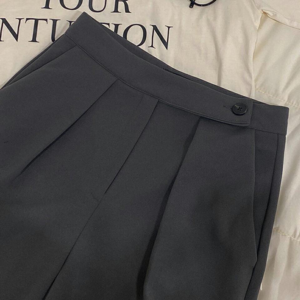 裏起毛サイドボタンスラックス・t00366 レディース 【pt】パンツ ズボン スラックス ロング 裏起毛 単色 無地 シンプル ベーシック 大人 きれいめ オケージョン オフィス フルレングス ストレート ワイド 冬 韓国ファッション