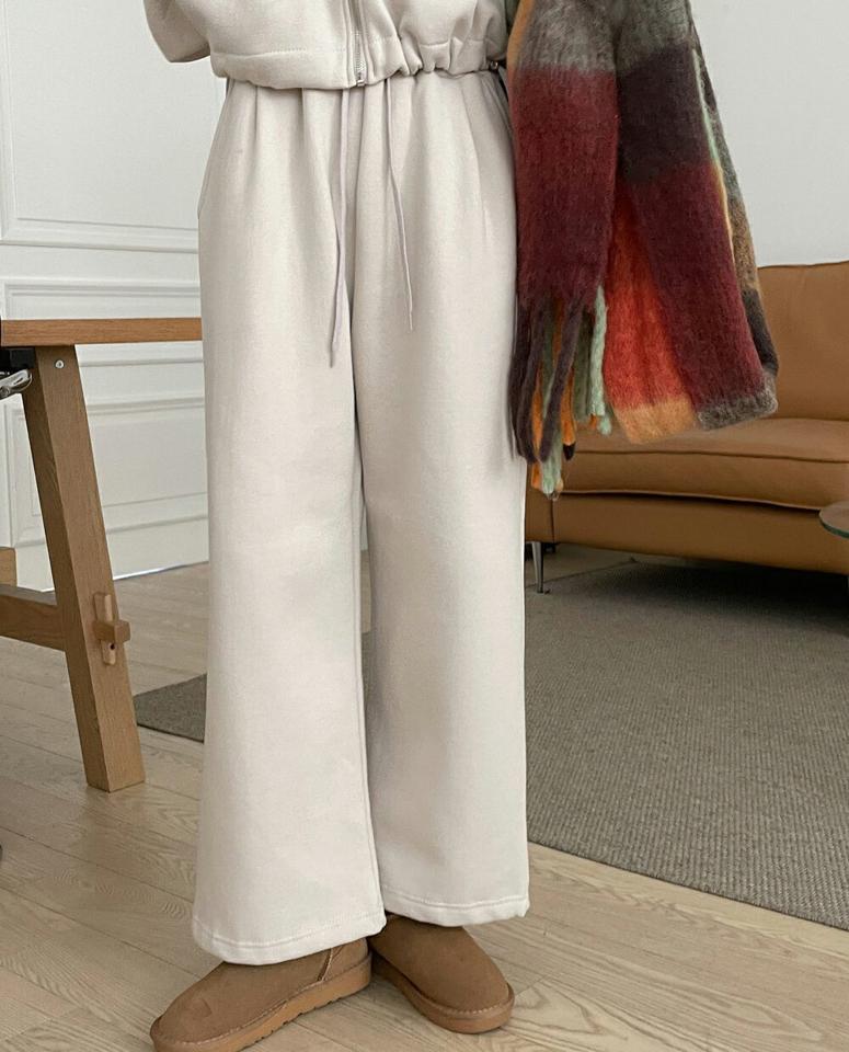 裏起毛スウェットワイドパンツ・t00380 レディース 【pt】パンツ ズボン ロング丈 ワイド スウェット 単色 無地 シンプル ベーシック カジュアル ラフ ウエストゴム 楽ちん ワンマイルウェア 冬 韓国ファッション