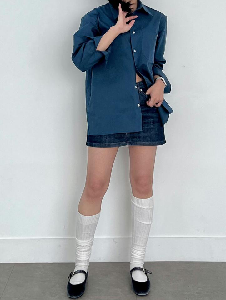 フロントボタンポケットシャツ・p000751 レディース 【bl】トップス シャツ 長袖 襟 単色 無地 シンプル ベーシック 大人 きれいめ オフィス オケージョン カラーシャツ コットン 綿 春 秋 冬 韓国ファッション MKT