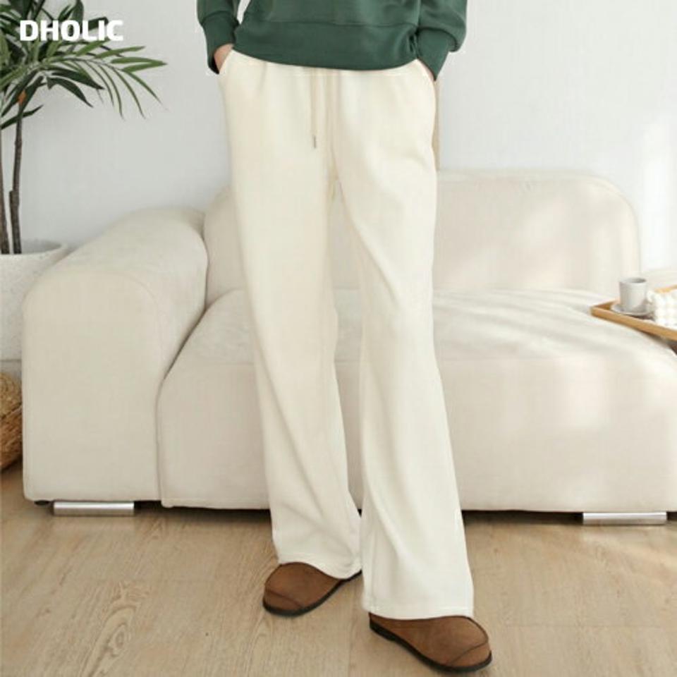 エコファー裏地スウェットワイドパンツ・p000642 レディース 【pt】パンツ ズボン ロング丈 スウェット ワイド 単色 無地 シンプル ベーシック ウエストゴム 楽ちん ラフ カジュアル フェイクファー 大人 冬 韓国ファッション MKT