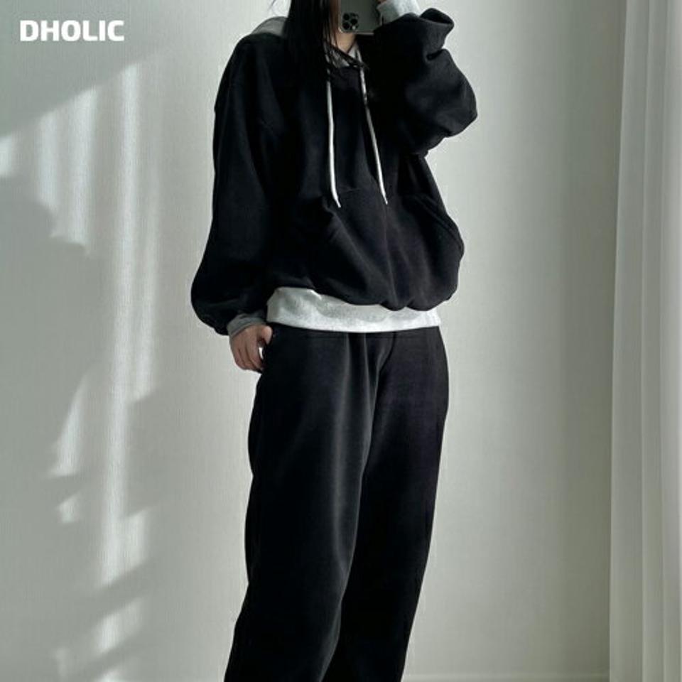 両起毛配色パーカー&ジョガーパンツSET・p000318 レディース 【pt】セットアップ setup トップス パーカー 長袖 フード フーディー 配色 裏起毛 パンツ ズボン ボトムス 単色 無地 シンプル カジュアル ラフ 冬 韓国ファッション MKT