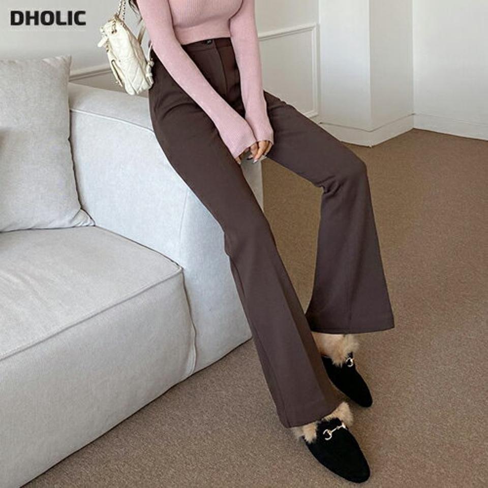裏起毛フレアスラックス・t00429 レディース 【pt】パンツ ズボン スラックス ロング丈 フレア 裏起毛 単色 無地 シンプル ベーシック きれいめ 大人 ハイウエスト ダーツ フルレングス オフィス オケージョン 冬 韓国ファッション