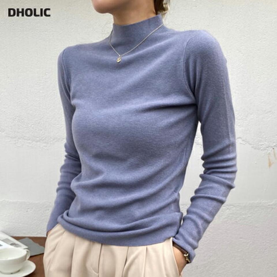 ハーフネック長袖ニット・p000612 レディース 【tops】トップス ニット カラーニット ハーフネック 単色 無地 シンプル ベーシック 大人 カジュアル 長袖 秋 冬 韓国ファッション MKT