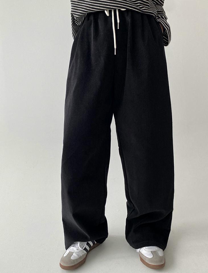 ドロストコーデュロイワイドパンツ・p000854 レディース 【pt】パンツ ズボン ロング ワイド コーデュロイ ドロスト ウエストゴム 楽ちん ラフ カジュアル 単色 無地 シンプル 大人 秋 冬 韓国ファッション MKT