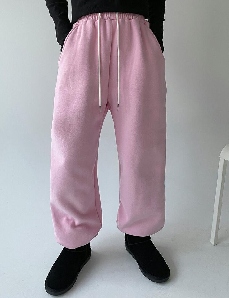 裏起毛ドロストスウェットジョガーパンツ・p000853 レディース 【pt】パンツ ズボン ジョガーパンツ ロング スウェット ドロスト ウエストゴム 単色 無地 シンプル カジュアル ラフ ワイド 裏起毛 ラフ 冬 韓国ファッション MKT