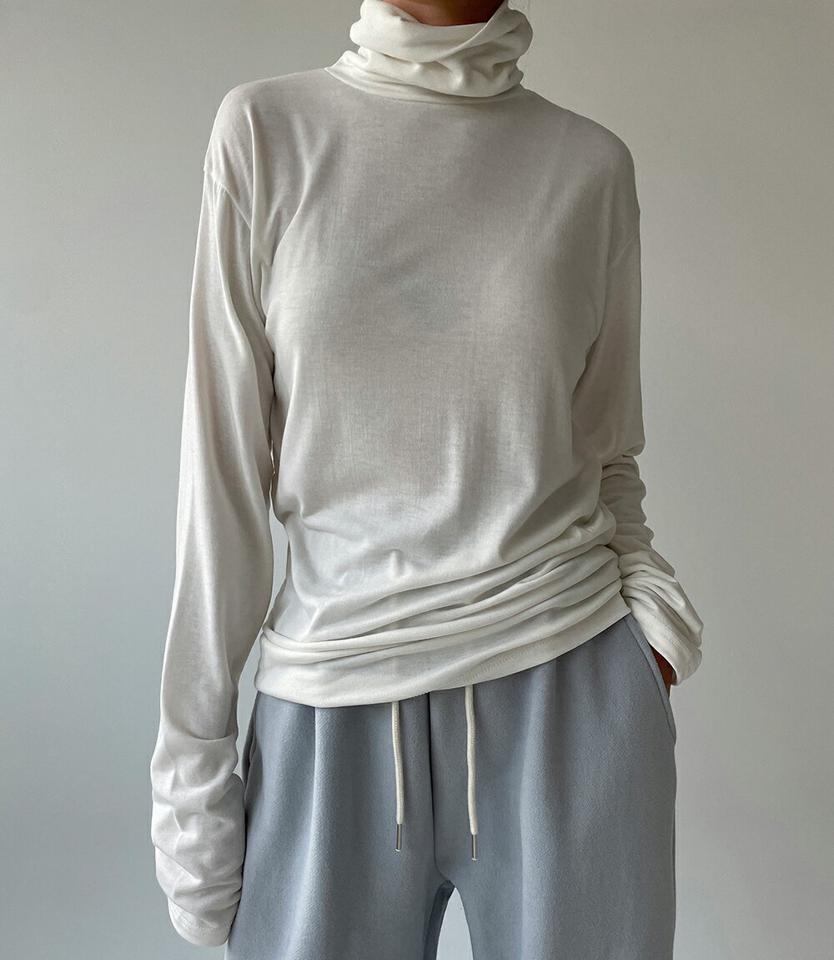 裏起毛タートルネック長袖Tシャツ・p000851 レディース 【tops】トップス Tシャツ 長袖 ロンT タートルネック 裏起毛 単色 無地 シンプル ベーシック 大人 スリム カジュアル 冬 韓国ファッション MKT
