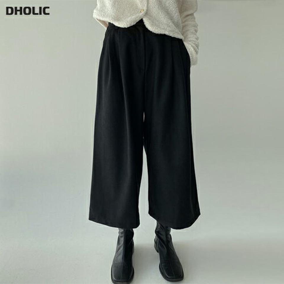 ウール混ワイドクロップドパンツ・p000904 レディース 【pt】パンツ ズボン ロング丈 クロップド丈 ワイド 単色 無地 シンプル ベーシック 大人 カジュアル ラフ ウール 秋 冬 韓国ファッション MKT