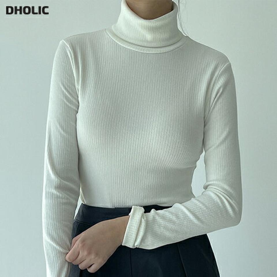 タートルリブ長袖Tシャツ・p000925 レディース 【tops】トップス Tシャツ 長袖 ロンT リブ 単色 無地 シンプル ベーシック タートルネック カジュアル 大人 スリム 秋 冬 韓国ファッション MKT