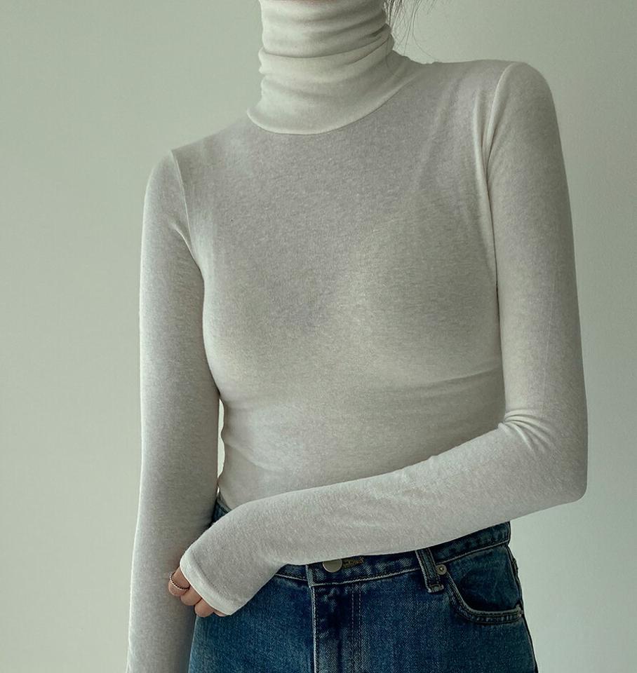 【マケット特価】アンゴラ混ハイネックスリムTシャツ・p000924 レディース 【tops】トップス Tシャツ ロンT 長袖 スリム ハイネック アンゴラ 単色 無地 シンプル ベーシック 大人 カジュアル 秋 冬 韓国ファッション MKT セール