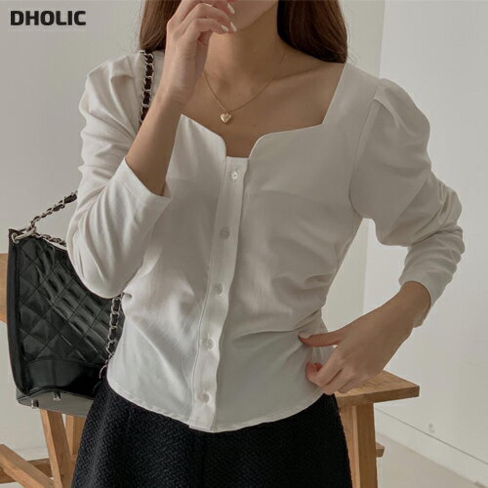 【マケット特価】ギャザーリボンパフブラウス・p000708 レディース 【bl】トップス ブラウス 長袖 りぼん ギャザー デコルテ 鎖骨 パフスリーブ フェミニン 大人 お呼ばれ デート きれいめ かわいい 秋 冬 韓国ファッション MKT セール