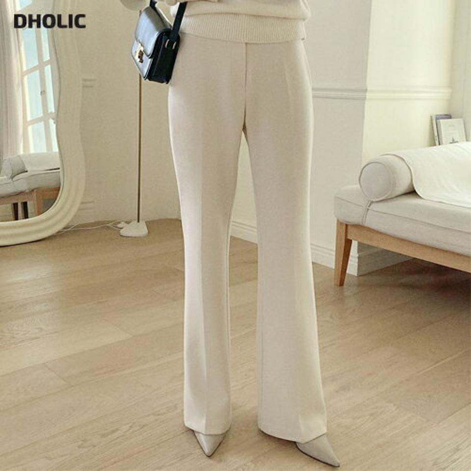 【マラソン特価】裏起毛ホックフレアスラックス・p000717 レディース 【pt】パンツ ズボン ロング丈 スラックス フレア 裏起毛 単色 無地 シンプル 大人 オケージョン きれいめ オフィス 冬 韓国ファッション MKT セール