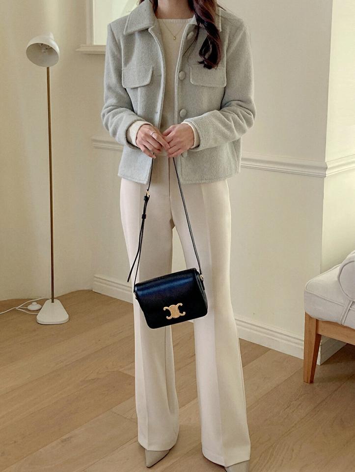 【マラソン特価】裏起毛ホックフレアスラックス・p000717 レディース 【pt】パンツ ズボン ロング丈 スラックス フレア 裏起毛 単色 無地 シンプル 大人 オケージョン きれいめ オフィス 冬 韓国ファッション MKT セール