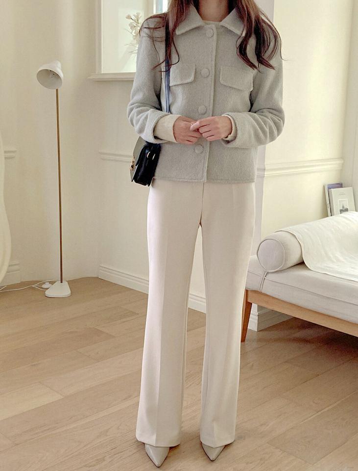 【マラソン特価】裏起毛ホックフレアスラックス・p000717 レディース 【pt】パンツ ズボン ロング丈 スラックス フレア 裏起毛 単色 無地 シンプル 大人 オケージョン きれいめ オフィス 冬 韓国ファッション MKT セール