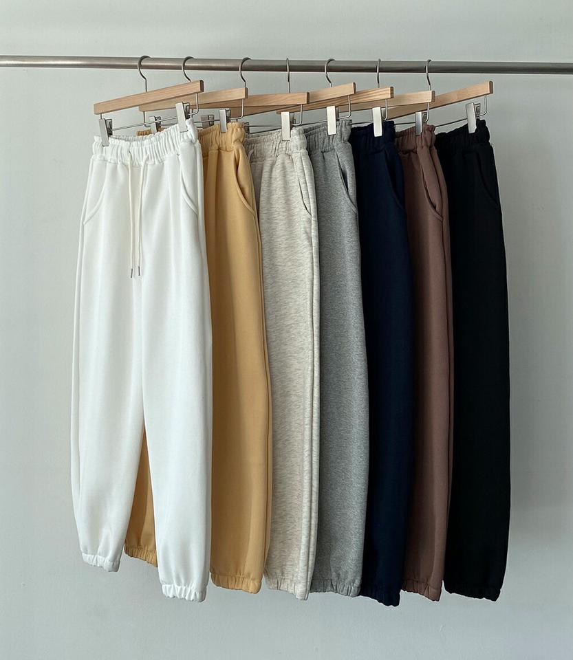 裏起毛ドロストスウェットジョガーパンツ・p000796 レディース 【pt】パンツ ズボン ロング丈 ジョガーパンツ スウェット ドロスト ウエストゴム 裏起毛 メランジ 単色 無地 シンプル ラフ 体型カバー 楽ちん 冬 韓国ファッション MKT