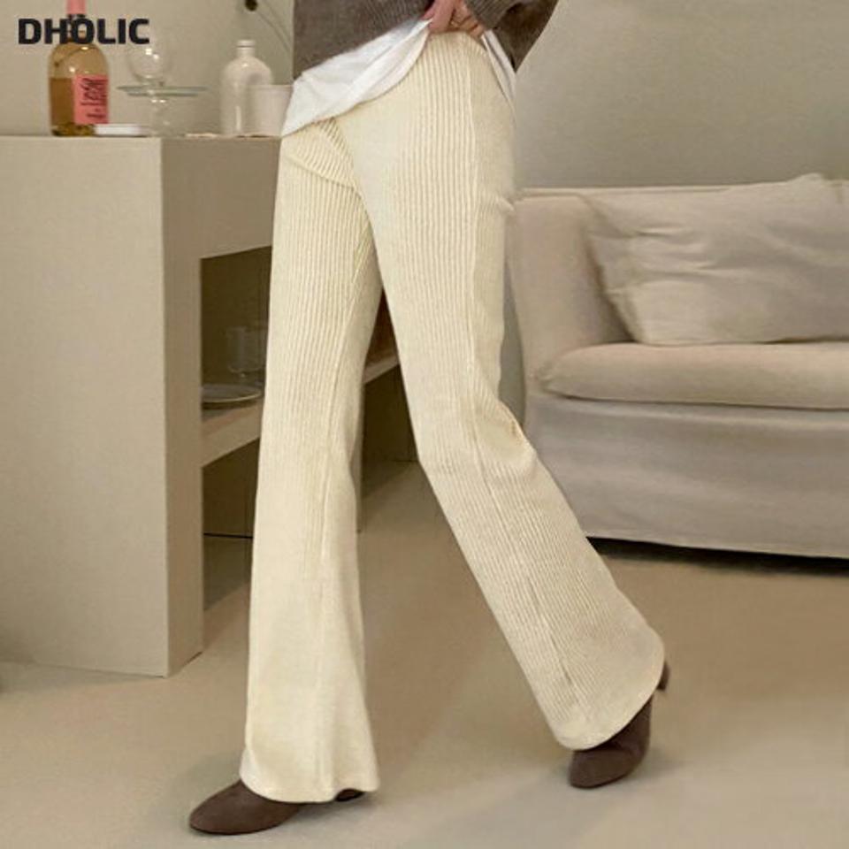 リブストレッチフレアパンツ・t00220 レディース 【pt】ボトムス パンツ ズボン ロング丈 ストレッチ フレアパンツ リブ ウエストゴム シンプル ハイウエスト 大人 きれいめ フルレングス スリム 可愛い かわいい 秋 冬 韓国ファッション
