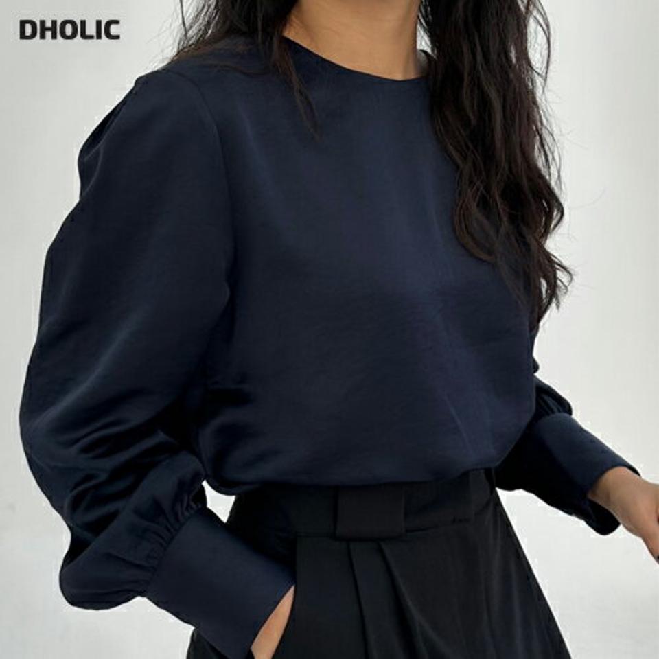 【マケット特価】シルキーカフスブラウス・p000779 レディース 【bl】ブラウス トップス 長袖 単色 無地 シンプル ベーシック シルキー カフス 秋 冬 カジュアル かわいい 可愛い 韓国ファッション MKT セール