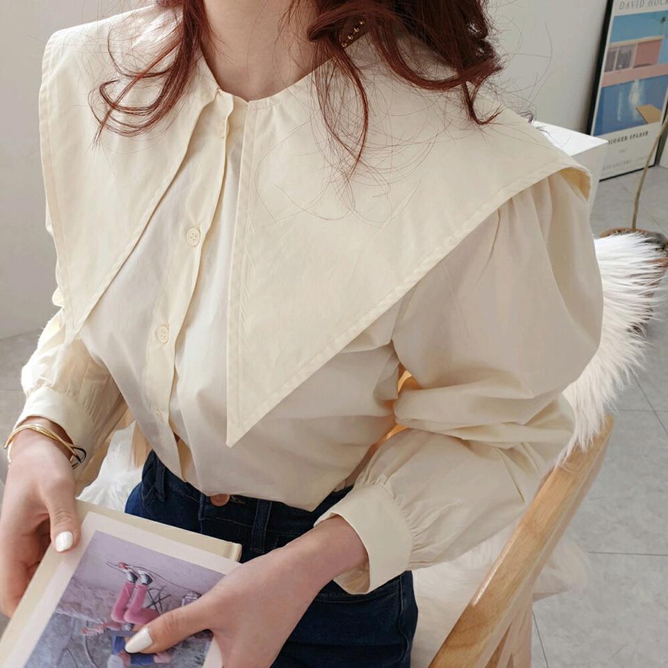 【マラソン特価】セーラーカラーギャザーブラウス・p000767 レディース 【bl】ブラウス トップス 長袖 セーラー 襟 襟コン ギャザー 単色 無地 シンプル ベーシック パステル 秋 冬 カジュアル キュート かわいい 可愛い 韓国ファッション MKT セール