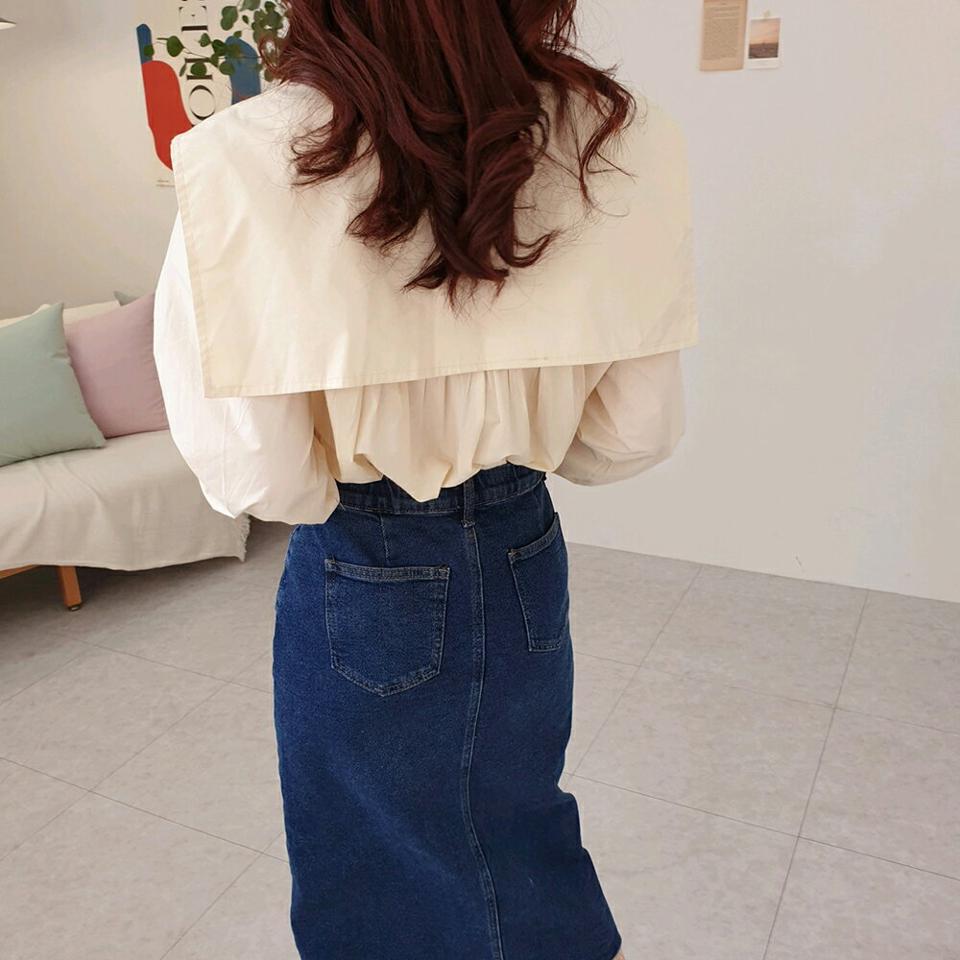 【マラソン特価】セーラーカラーギャザーブラウス・p000767 レディース 【bl】ブラウス トップス 長袖 セーラー 襟 襟コン ギャザー 単色 無地 シンプル ベーシック パステル 秋 冬 カジュアル キュート かわいい 可愛い 韓国ファッション MKT セール