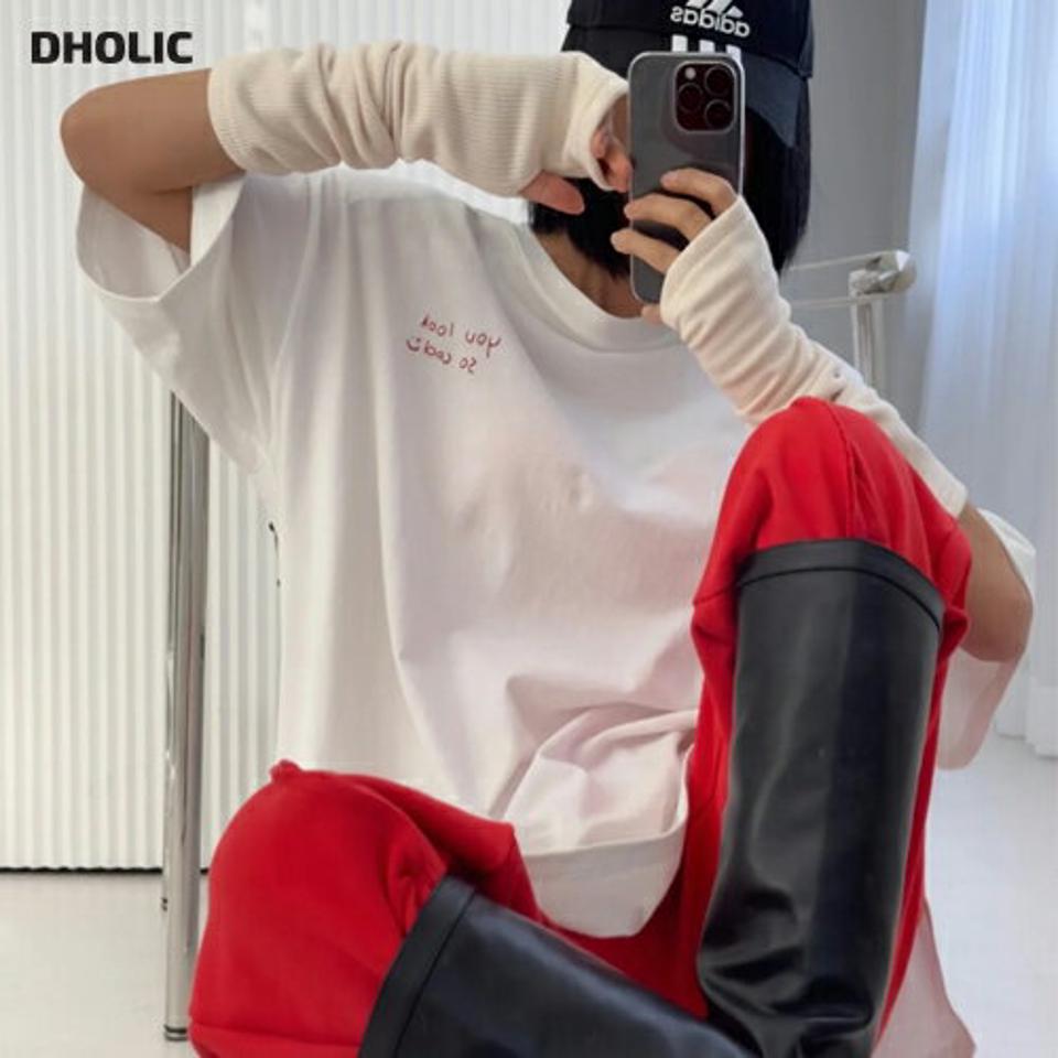 ピーチ起毛レタリングTシャツ・p000809 レディース 【tops】トップス 長袖 Tシャツ 半袖 柄 模様 ピーチ起毛 レタリング ロゴ ルーズ ゆったり 楽ちん ラフ カジュアル 春 夏 韓国ファッション MKT