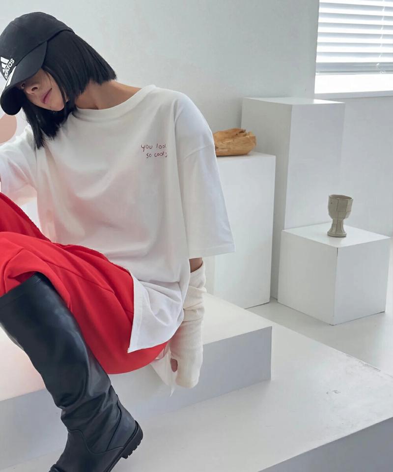 ピーチ起毛レタリングTシャツ・p000809 レディース 【tops】トップス 長袖 Tシャツ 半袖 柄 模様 ピーチ起毛 レタリング ロゴ ルーズ ゆったり 楽ちん ラフ カジュアル 春 夏 韓国ファッション MKT