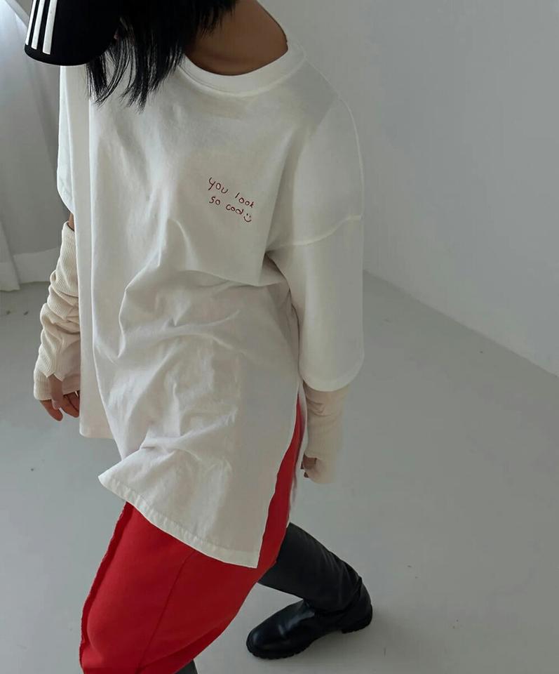 ピーチ起毛レタリングTシャツ・p000809 レディース 【tops】トップス 長袖 Tシャツ 半袖 柄 模様 ピーチ起毛 レタリング ロゴ ルーズ ゆったり 楽ちん ラフ カジュアル 春 夏 韓国ファッション MKT