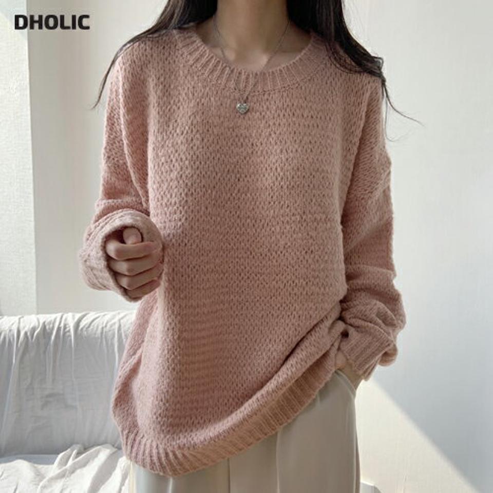 ウール混ルーズフィットニット・p000780 レディース 【tops】トップス ニット 長袖 単色 無地 シンプル ベーシック ウール混 ルーズ ゆったり 楽ちん ラフ カジュアル パステル 秋 冬 ドロップショルダー 韓国ファッション MKT