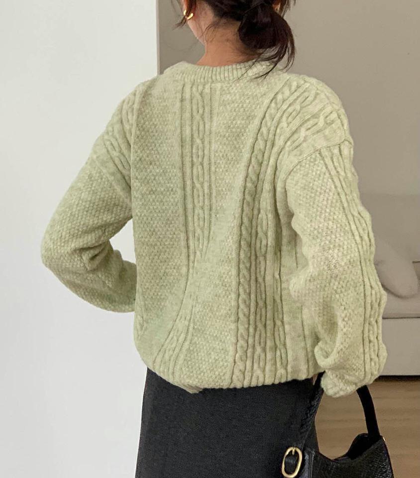 ケーブルメランジ長袖ニット・p000785 レディース 【tops】トップス ニット 長袖 柄 模様 ケーブル編み ケーブルニット メランジ パステル 秋 冬 カジュアル かわいい 可愛い 韓国ファッション MKT