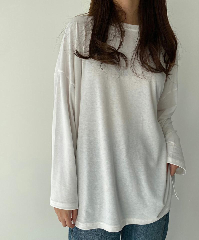 裏起毛スリットボクシーTシャツ・p000791 レディース 【tops】トップス Tシャツ 長袖 裏起毛 スリット 単色 無地 シンプル ベーシック ルーズ ゆったり 楽ちん ラフ 秋 冬 カジュアル 韓国ファッション MKT