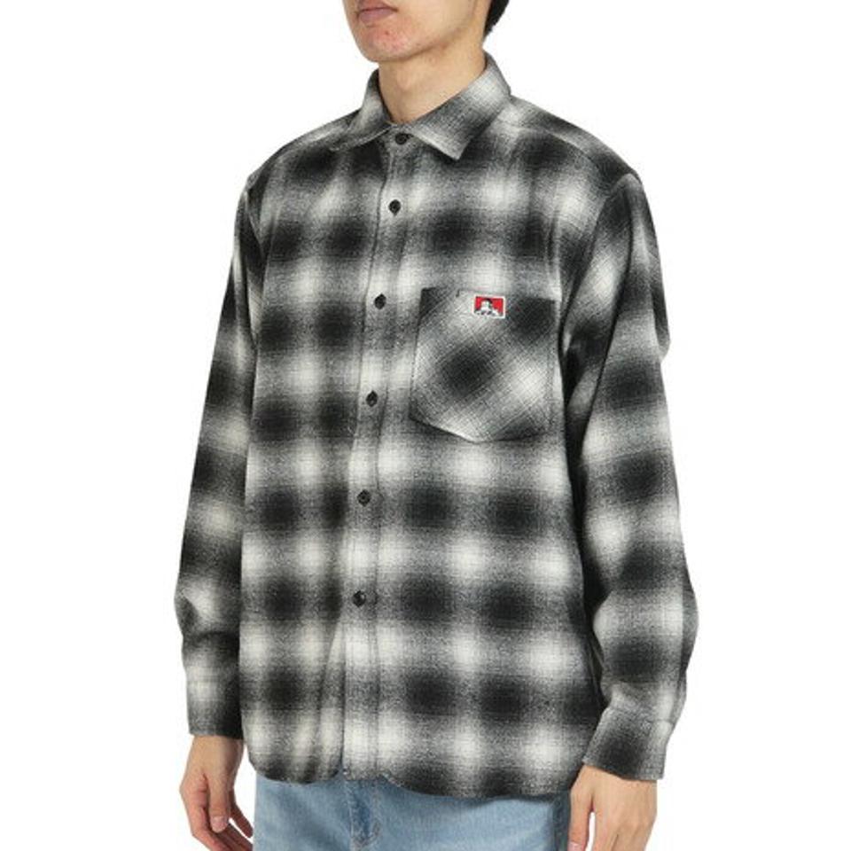 ベンデイビス（BEN DAVIS） オンブレ チェック ネル 長袖シャツ 2780017-BLK （メンズ）