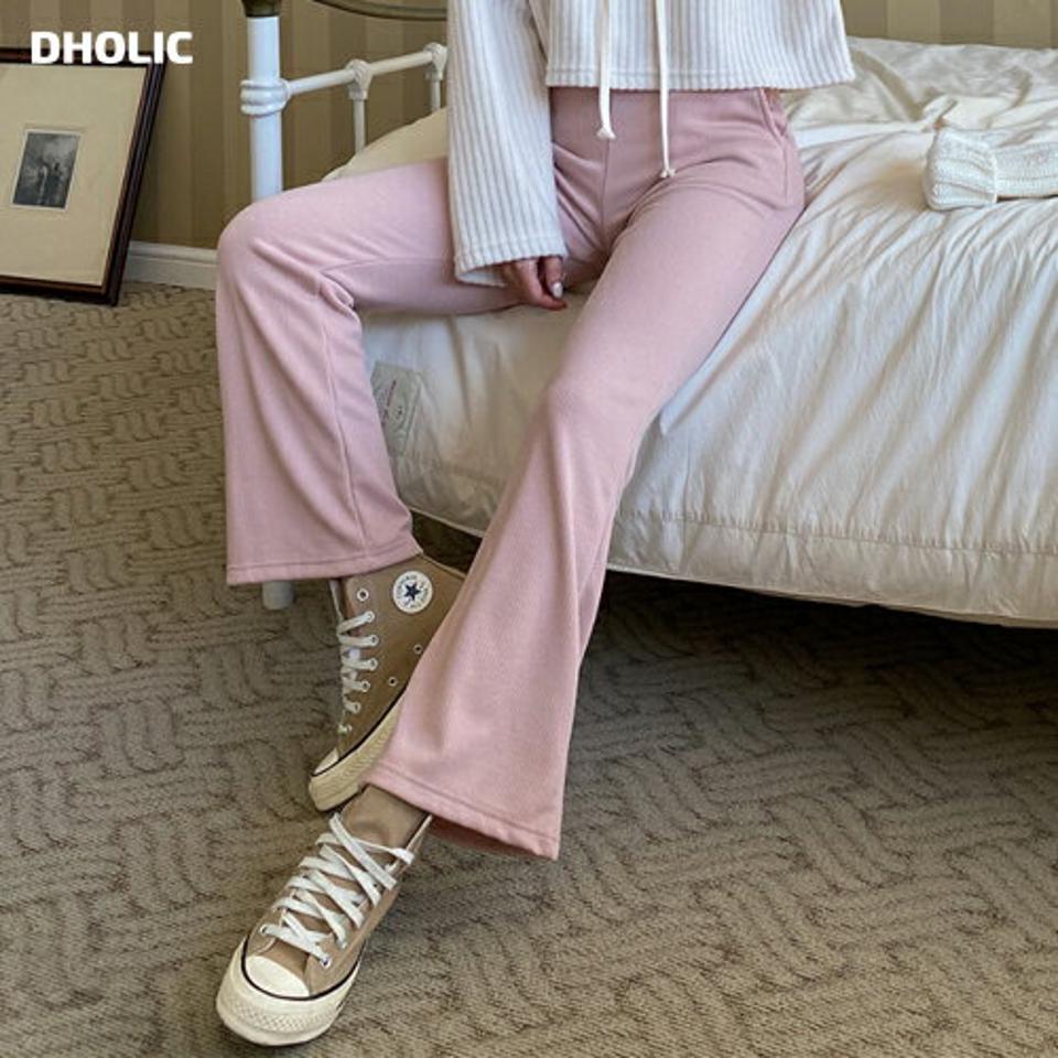 裏起毛リブストレッチパンツ・p001009 レディース 【pt】パンツ ズボン ロング リブ ストレッチ 裏起毛 単色 無地 シンプル ベーシック カジュアル ラフ ウエストゴム カラーパンツ ピンク 冬 韓国ファッション MKT