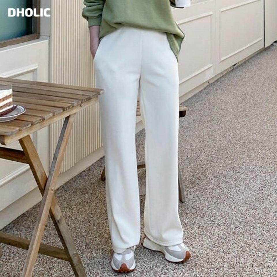 エコファー裏地リブワイドパンツ・p001012 レディース 【pt】パンツ ズボン ロング丈 ワイド リブ フェイクファー 単色 無地 シンプル カジュアル ラフ ウエストゴム 楽ちん ワンマイルウェア 冬 韓国ファッション MKT