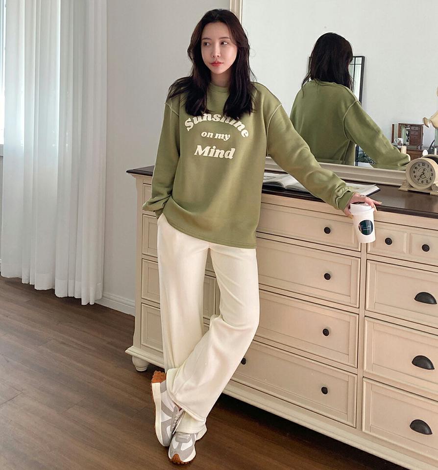 エコファー裏地リブワイドパンツ・p001012 レディース 【pt】パンツ ズボン ロング丈 ワイド リブ フェイクファー 単色 無地 シンプル カジュアル ラフ ウエストゴム 楽ちん ワンマイルウェア 冬 韓国ファッション MKT