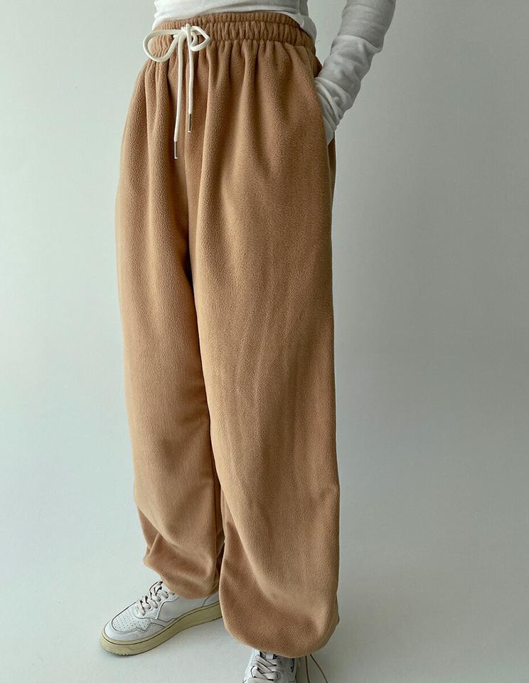 2WAYフリースパンツ・p000941 レディース 【pt】パンツ ズボン ロング丈 ジョガーパンツ ドロスト ウエストゴム 楽ちん ラフ カジュアル 体型カバー ワンマイルウェア フリース カラーパンツ ピンク 秋 冬 韓国ファッション MKT