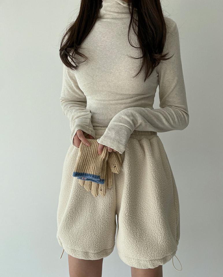 ボアドロストハーフパンツ・p000943 レディース 【pt】パンツ ズボン 短パン ミニ ショート丈 ハーフパンツ ドロスト 絞り ボア もこもこ かぼちゃ かわいい 可愛い カジュアル ラフ 半ズボン 秋 冬 春 韓国ファッション MKT