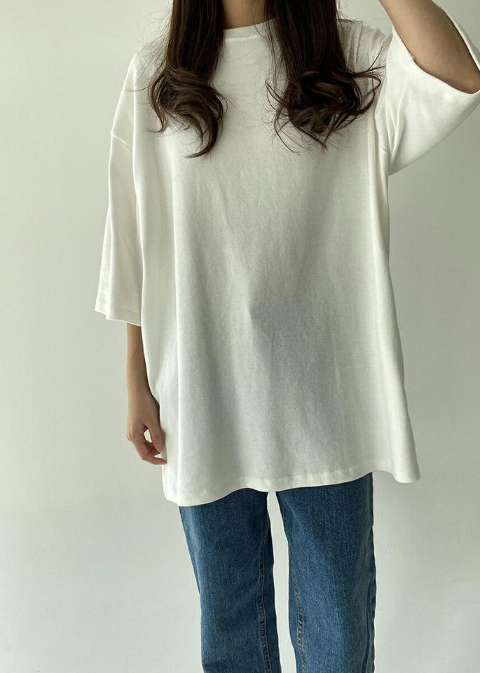ピーチ起毛コットン6分袖Tシャツ・p000938 レディース 【tops】トップス Tシャツ ハーフスリーブ 七分袖 7分袖 半端丈 七分丈 7分丈 コットン 綿 起毛 ラウンドネック 単色 無地 シンプル ベーシック カジュアル ラフ 秋 春 韓国ファッション MKT