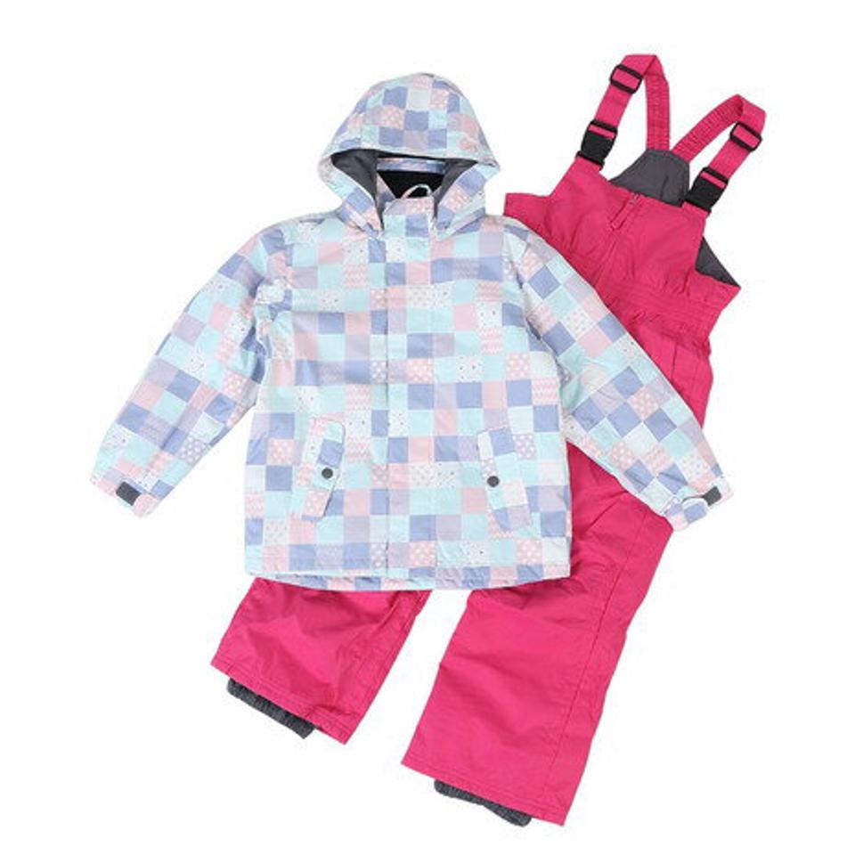 P-PRITY(P-PRITY)(キッズ)ジュニア スキーウェア スーツ ビブパンツ セット ガールズ タイポグラフティ 321NN2HHM0047 サイズ調整 抗菌